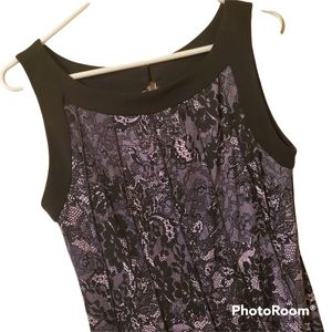 Glamour Lace Print Sleeveless Midi Dress